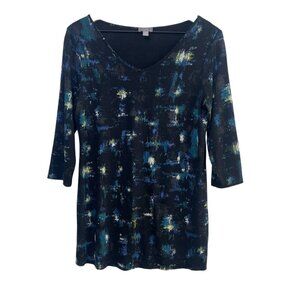 J.Jill Wearever Collection Petite Tunic Top Size PS Abstract Print Women’s